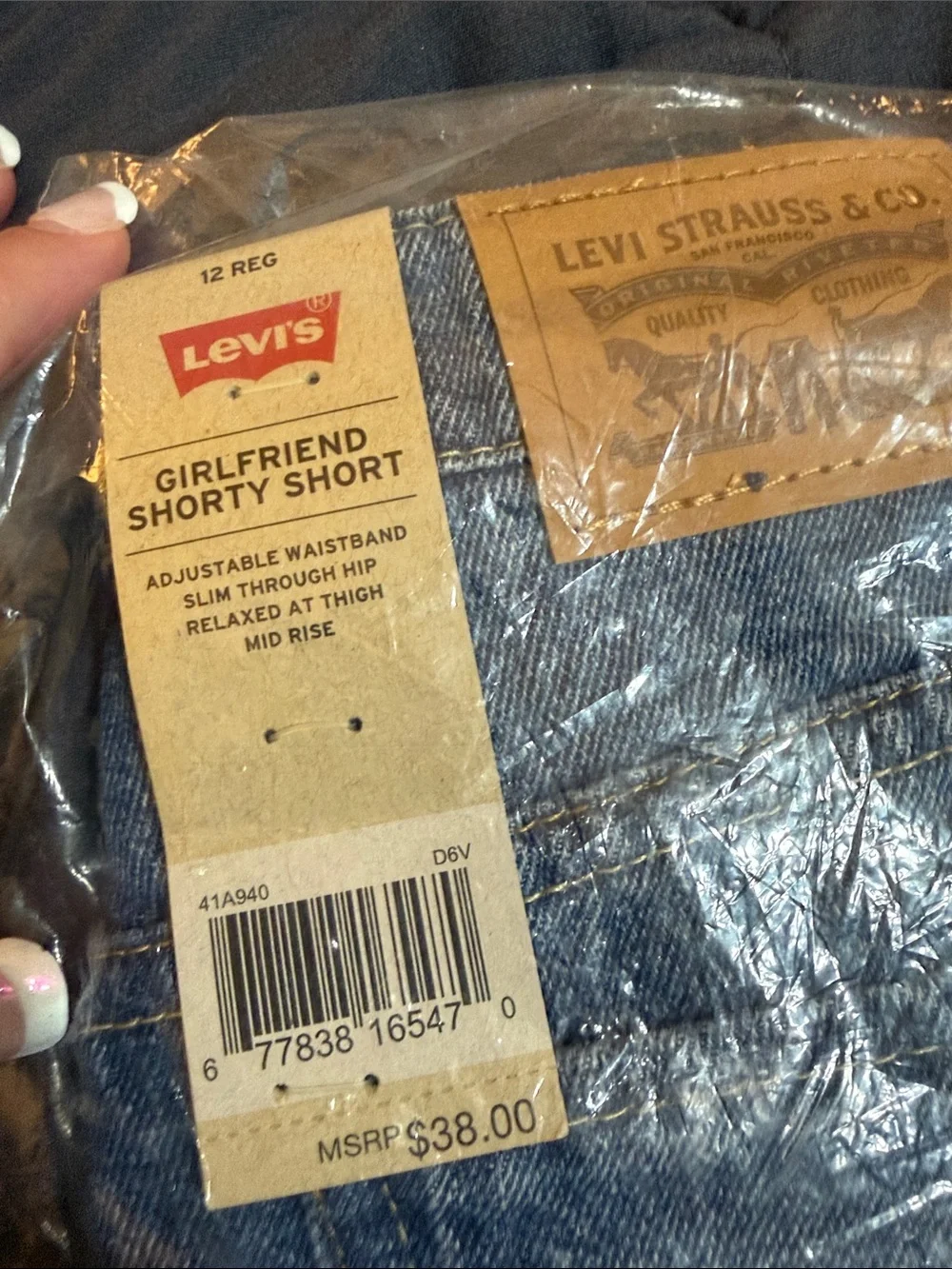 Levi's Girls Girlfriend Shorty Denim Shorts in Light Blue with Lace Trim